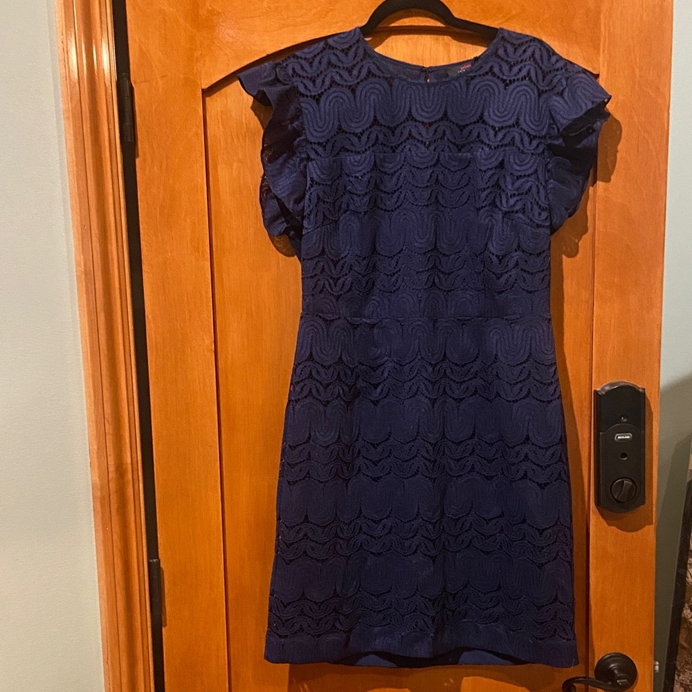 Trina Turk Navy Blue Textured Mini Dress